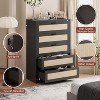 Rattan 5 Drawer Dresser with Charging Station, Tall Skinny Chest of Drawers, Vertical Dresser for Bedrooms, Apartments - 2 of 4