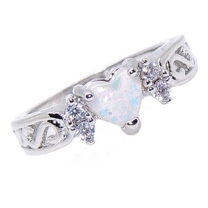 Holland Promise Ring Heart Simulated Fire Opal Cz Womens Ginger Lyne - 1 of 4