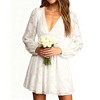 Women's Casual Mini Dress Long Sleeve V-Neck High Waist, Flowy A-Line Chiffon Dress for Daily Wear - 2 of 4