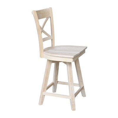 Charlotte 24" Unfinished Solid Wood Swivel Counter Height Stool