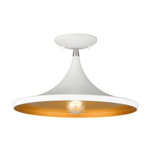 Livex Lighting Waldorf 1 - Light Semi-Flush Mount in  White/Brushed Nickel - 1 of 4