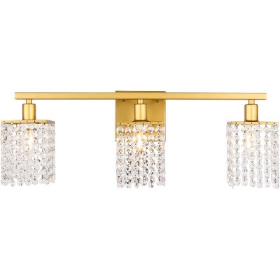 Elegant Lighting Phineas 3 light Brass and Clear Crystals wall sconce