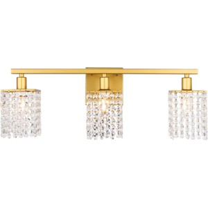 Elegant Lighting Phineas 3 light Brass and Clear Crystals wall sconce - 1 of 4