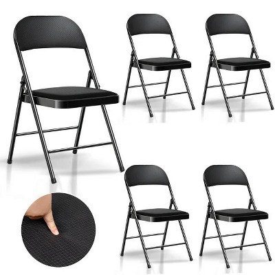 SUGIFT 4 Pack Black Padded Metal Folding Chair for Outdoor Indoor
