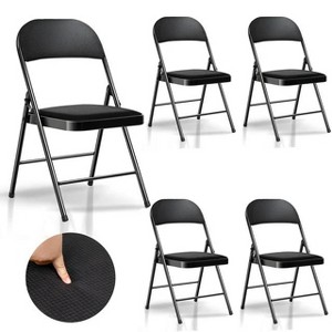 SUGIFT 4 Pack Black Padded Metal Folding Chair for Outdoor Indoor - 1 of 1
