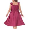 Agnes Orinda Women's Plus Size Ruffle Cap Sleeve Shirred Waist Beach Summer A Line Sundresses - 4 of 4
