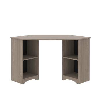 BeginningsCorner Desk Silver Sycamore - Sauder: Compact, with Hutch & Adjustable Shelves, Laminated Finish