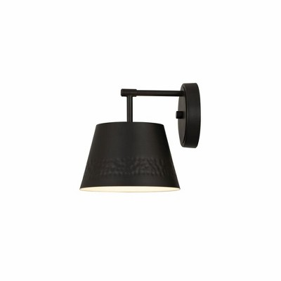 Maddox Matte Black Dimmable Wall Sconce with Hammered Detail