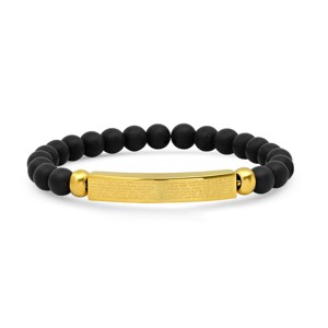 Steeltime Men's black lava and stainless steel Our Father id beaded bracelet. Color Options: Silver, Gold - 1 of 4