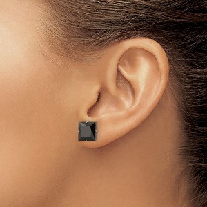 Chisel Stainless Steel Polished 9mm Black Square Cubic Zirconia Stud Earrings - 1 of 4