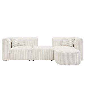 TiramisuBest Luxury 4-Seater Curved Corduroy Sectional Sofa, Modern Minimalist Modular Couch for Living Room,Beige - 1 of 4