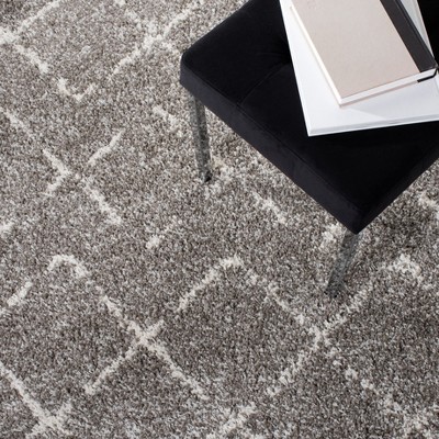 Ivory Rectangular Shag Synthetic Area Rug 6'7" x 9'2"