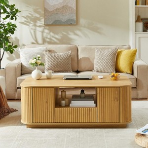 Bella Depot Modern 46.5" Coffee Table with Drawers and Storage Compartments with Curved Contour Design - 1 of 4