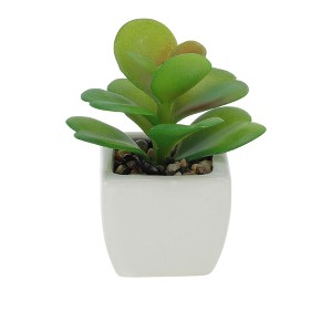 Unique Bargains Artificial Plants Ceramic Pot 2.01"x2.01"x5.51" 1 Pc - 1 of 4