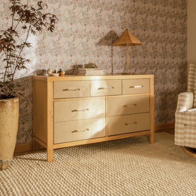 Honey and Sand Eco-Weave Double Dresser with Gold Pulls