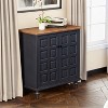 JIONJOY Vintage Plaid 3-Drawer Dresser – Rustic Wood Nightstand with Aluminum Handles for Bedroom, Living Room, or Hallway - 3 of 4