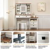 46.5'' Makeup Vanity Desk with LED Lighted Mirror and Charging Station, Dressing Vanity Table with Side Cabinet and Cushioned Stool for Women - 2 of 4