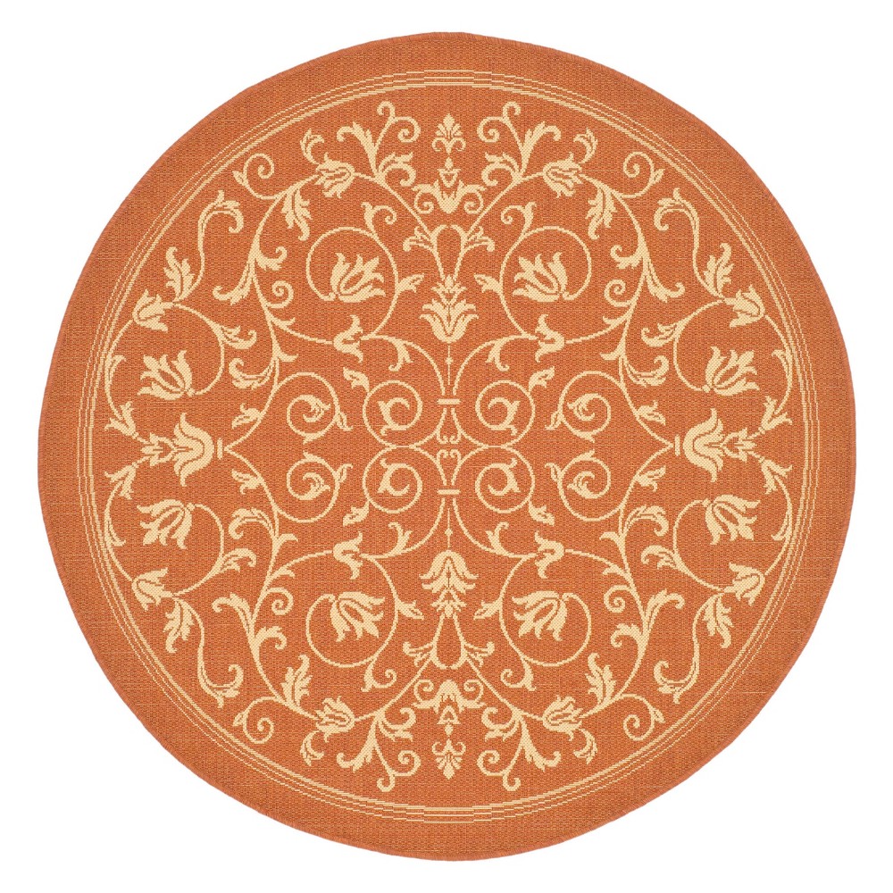 5'3in Round Vaucluse Outdoor Rug Terracotta/Natural - Safavieh