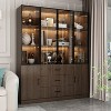 Famapy Brown Wood  Display Cabinet With Glass Doors and LED Lights - 4 of 4