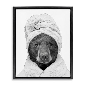 Stupell Industries Bear Hair Towel Funny Animal, 25" x 31" - 1 of 4