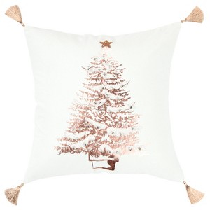 Christmas Tree Decorative Filled Oversize Square Throw Pillow Copper - Rizzy Home, Brown