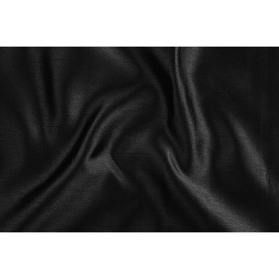 Black Faux Silk Sheer Grommet Window Curtain Panel