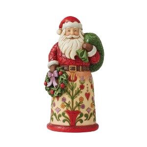 Jim Shore 8.0 Inch Bringing Christmas Home Santa Wreath Bag Santa Figurines - 1 of 3