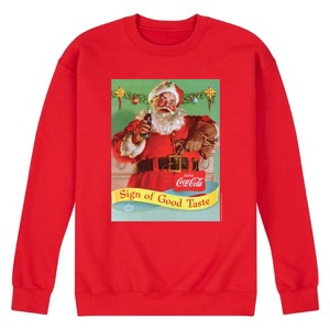 Men's - Coca Cola - Sip Of Good Taste Vintage Coca Cola Santa Graphic Fleece Sweatshirt - 1 of 4
