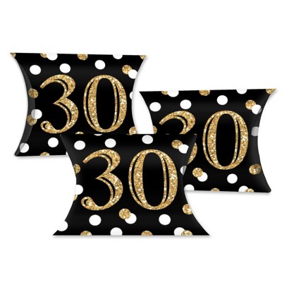 Big Dot of Happiness Adult 30th Birthday - Gold - Favor Gift Boxes - Birthday Party Petite Pillow Boxes - Set of 20