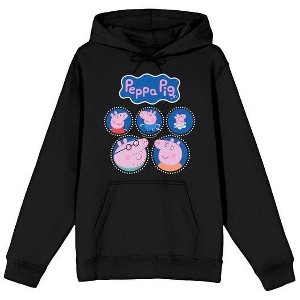Peppa Pig Daddy Pig, Mummy Pig, Peppa, George, Evie Adult Black Graphic Hoodie - 1 of 3