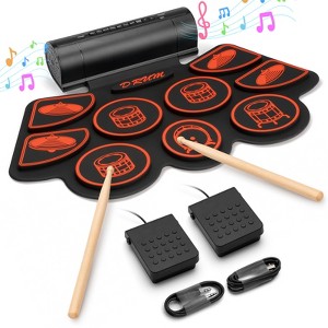 SUGIFT 9-Pad Electric Drum Set for Kids & Beginners, Portable Silicone Drum Pad with Dual Speakers - 1 of 4