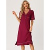 cheibear Women's Summer Collared Button Up Short Sleeves Casual Lounge Nightgowns - 2 of 4