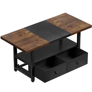 WOWLIVE Farmhouse Wood Coffee Table, Small Cocktail Table with 2 Drawers - 1 of 4