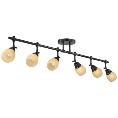 Elm Park 57.5" Bronze Track Light with Amber Glass Shades
