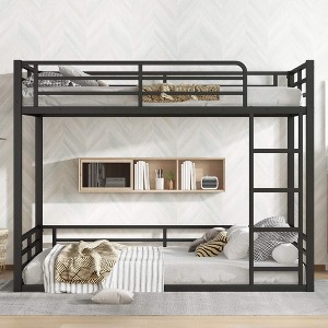ORRD Full Over Full Metal Bunk Bed, Heavy-Duty Noise-Free Frame, Black - 1 of 4
