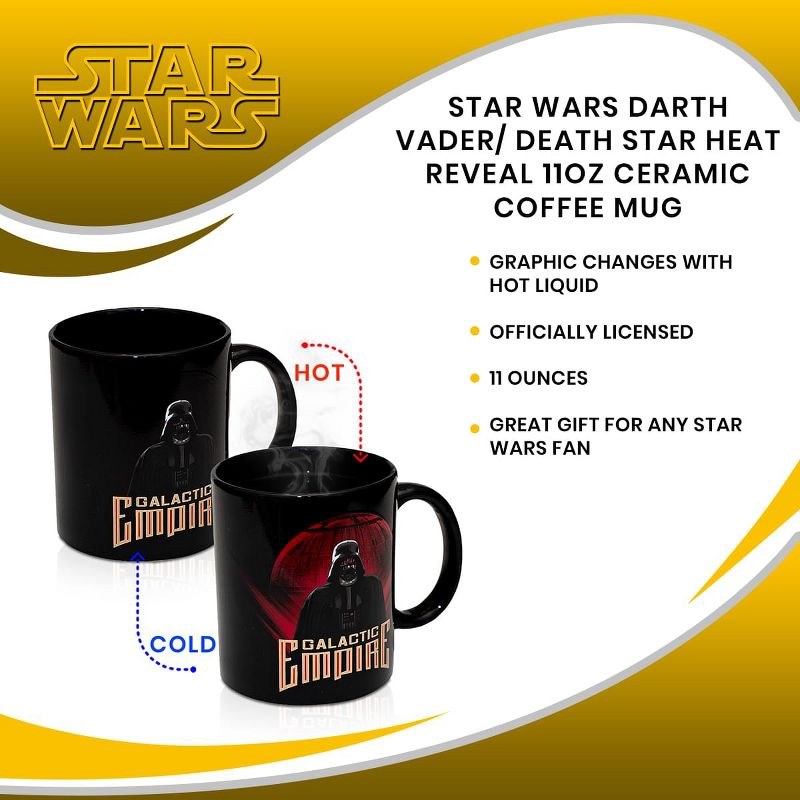 Seven20 Star Wars Darth Vader/ Death Star Heat Reveal 11oz Ceramic Coffee Mug, 3 of 4
