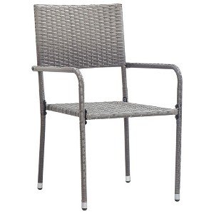 vidaXL Garden Dining Chair Set of 6 Gray PE rattan, steel - 1 of 4