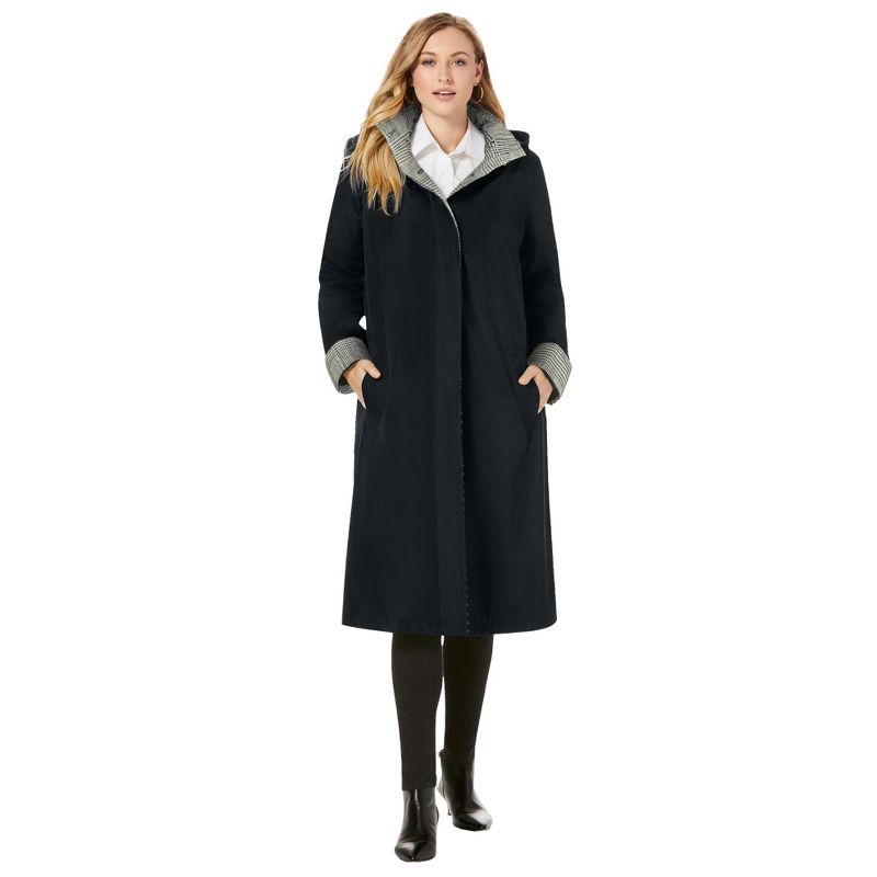 Jessica London Women’s Plus Size Contrast Hood Raincoat, 1 of 2