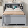 PAGED Twin Size Platform Bed Modern Simple Wooden Bed Frame with Trundle, 3 Drawers and Storage Headboard for Bedroom - 2 of 4