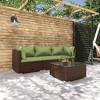 vidaXL Brown Patio Furniture - Green Cushion - 3 Seats with Table - 2 of 4