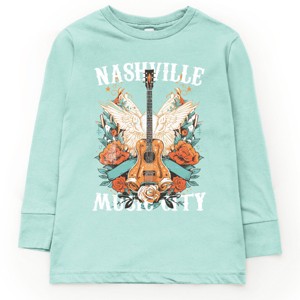 Nashville Music City Guitar Grunge - Youth Long Sleeve Graphic T-Shirt - 1 of 3