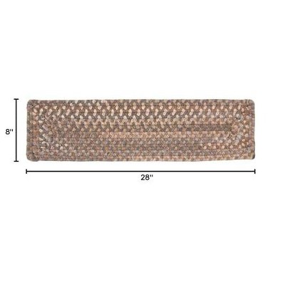 Cashew Brown Wool Braided Stair Tread Set, 28" Length