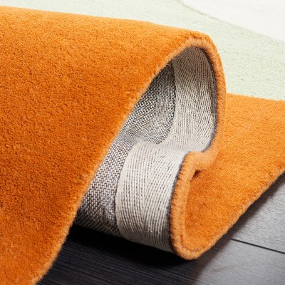 Ivory and Orange Hand-Tufted Wool Abstract Area Rug