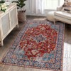 Washable Vintage Printed Rug Non Slip Low Pile Rug Soft Throw Floor Cover Foldable Indoor Carpet for Living Room Bedroom - 4 of 4