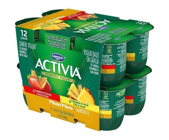 Dannon Activia Strawberry/Pineapple with Cereal Probiotic Yogurt - 4oz/12pk