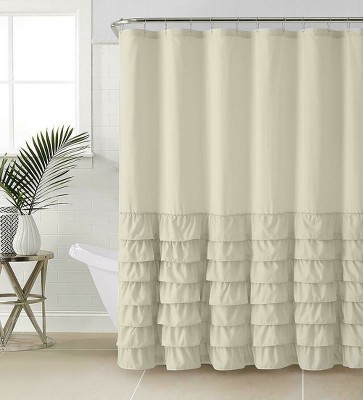 Kate Aurora Melanie Shabby Chic Gypsy Semi Ruffled Fabric Shower Curtains