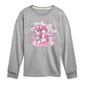 Boys' - Barbie - Horse Flowers Long Sleeve Graphic T-Shirt - 1 of 3