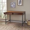 GDFStudio Lombok Industrial Acacia Wood Home Office Storage Desk, Dark Oak - 2 of 4