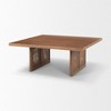 HomeRoots 42" Brown and Natural Solid Wood and Wicker Square Double Pedestal Coffee Table - 4 of 4