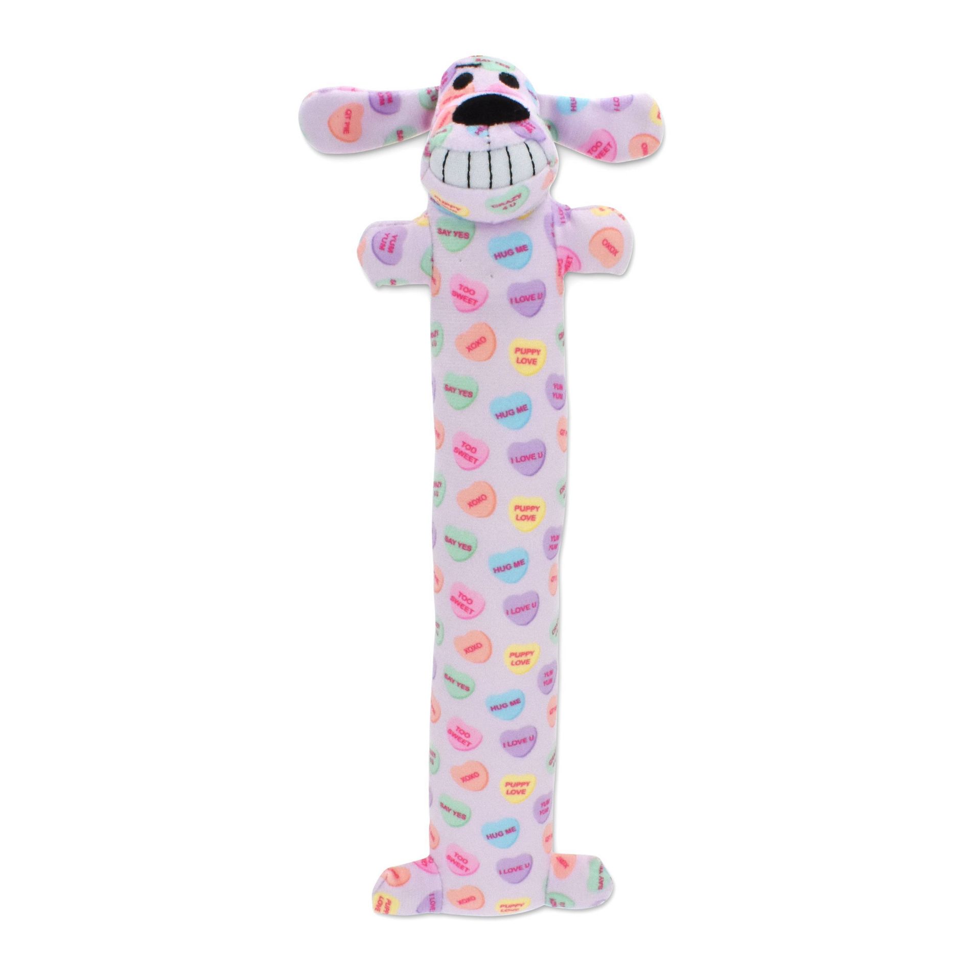 Multipet Candy Heart Loofa Interactive Plush Dog Toy